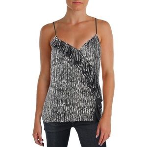 Parker Justin Sequined Camisole Top Ruffled Frill Sequin Tank Large